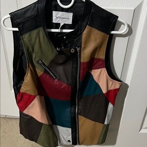 BCBGeneration Multicolor Patchwork Leather Vest